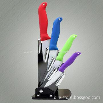 Kitchen Ceramic Knife Set with Colorful Handle and Acrylic Block